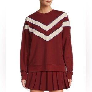 Antonio Melani Burgundy Chevron Varsity Crewneck Sweatshirt Size M